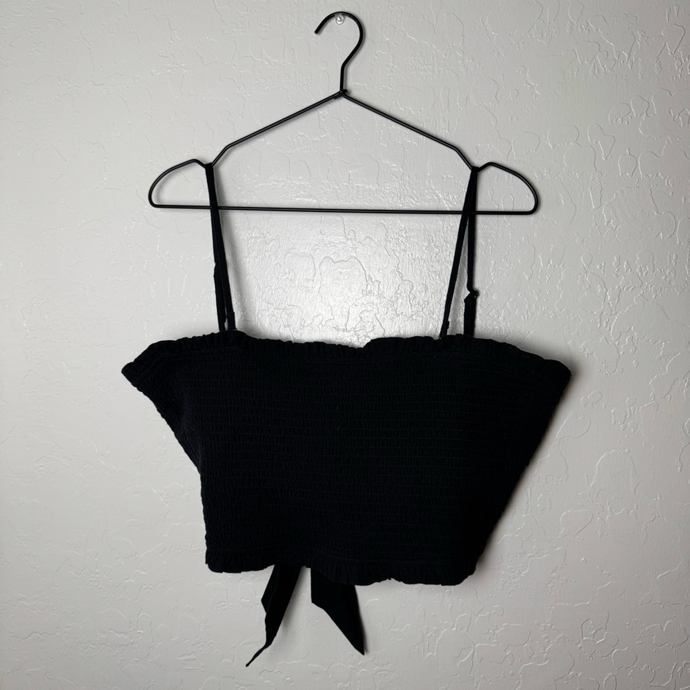 American Eagle Outfitters Smocked Black Top - Picture 2 of 8